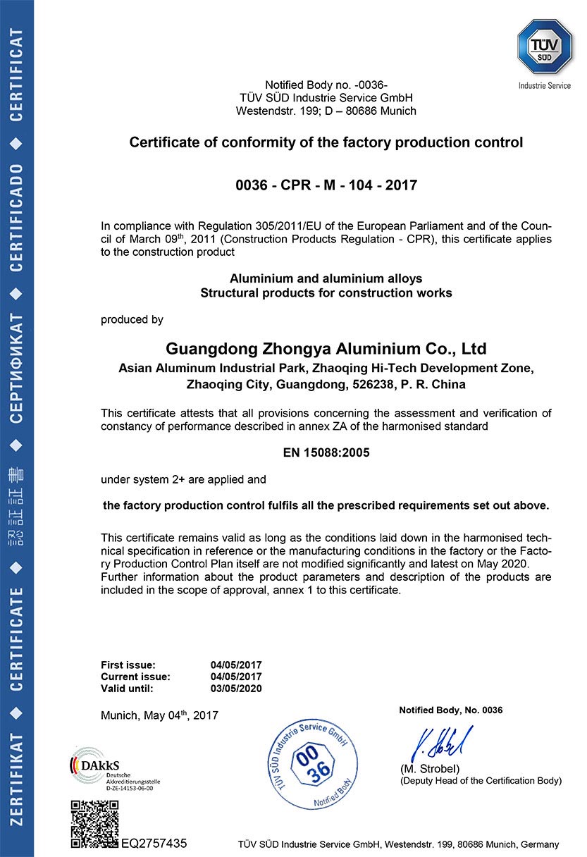 TUV certificate