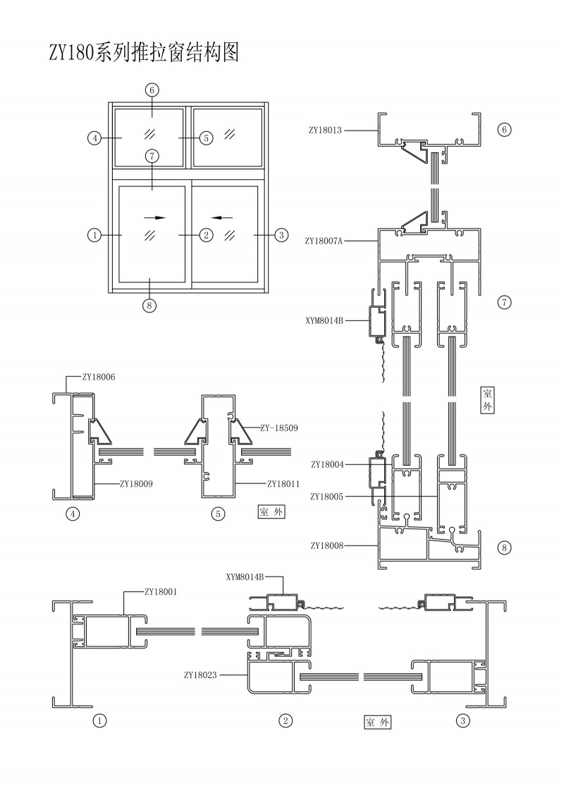 ZY180 series sliding windows structure diagram