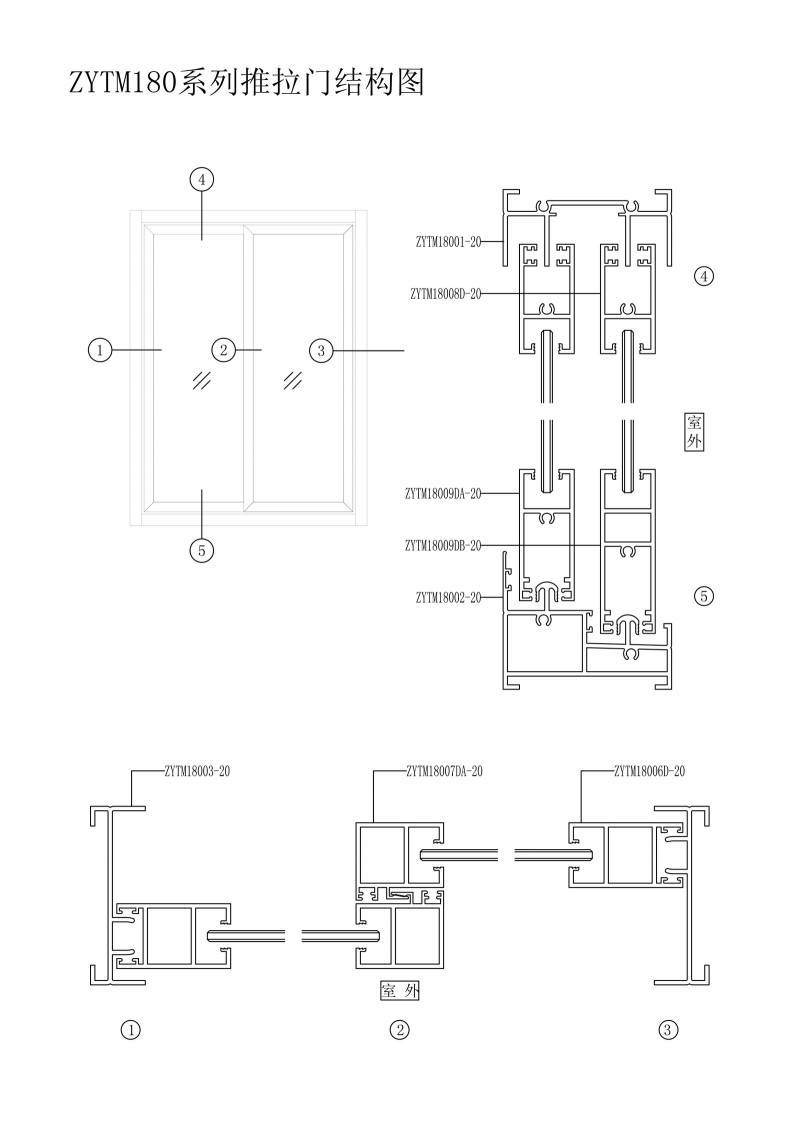 ZYTM180 series sliding doors structure diagram