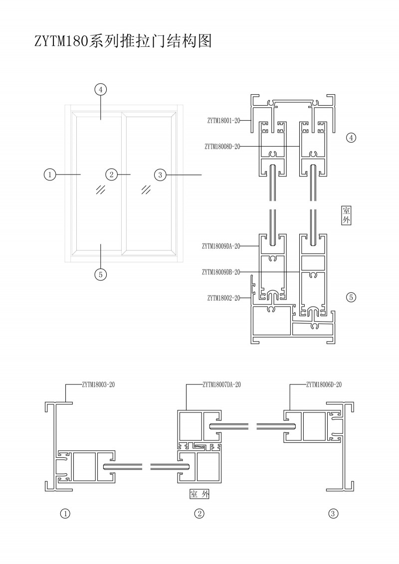 ZYTM180系列推拉门结构图