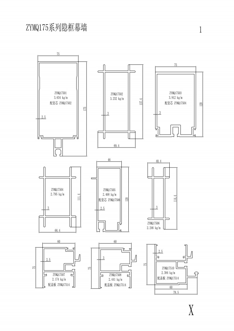 ZYMQ175 series hidden frame curtain wall