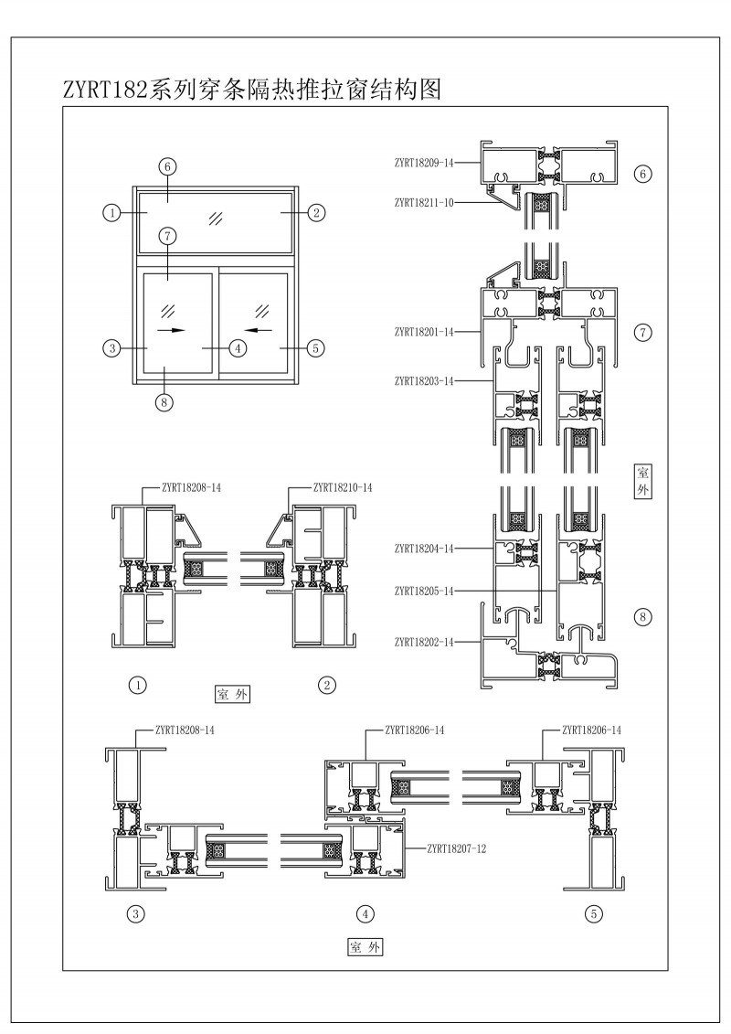 ZYRT182 series bar perforating insulated double acting window structure diagram