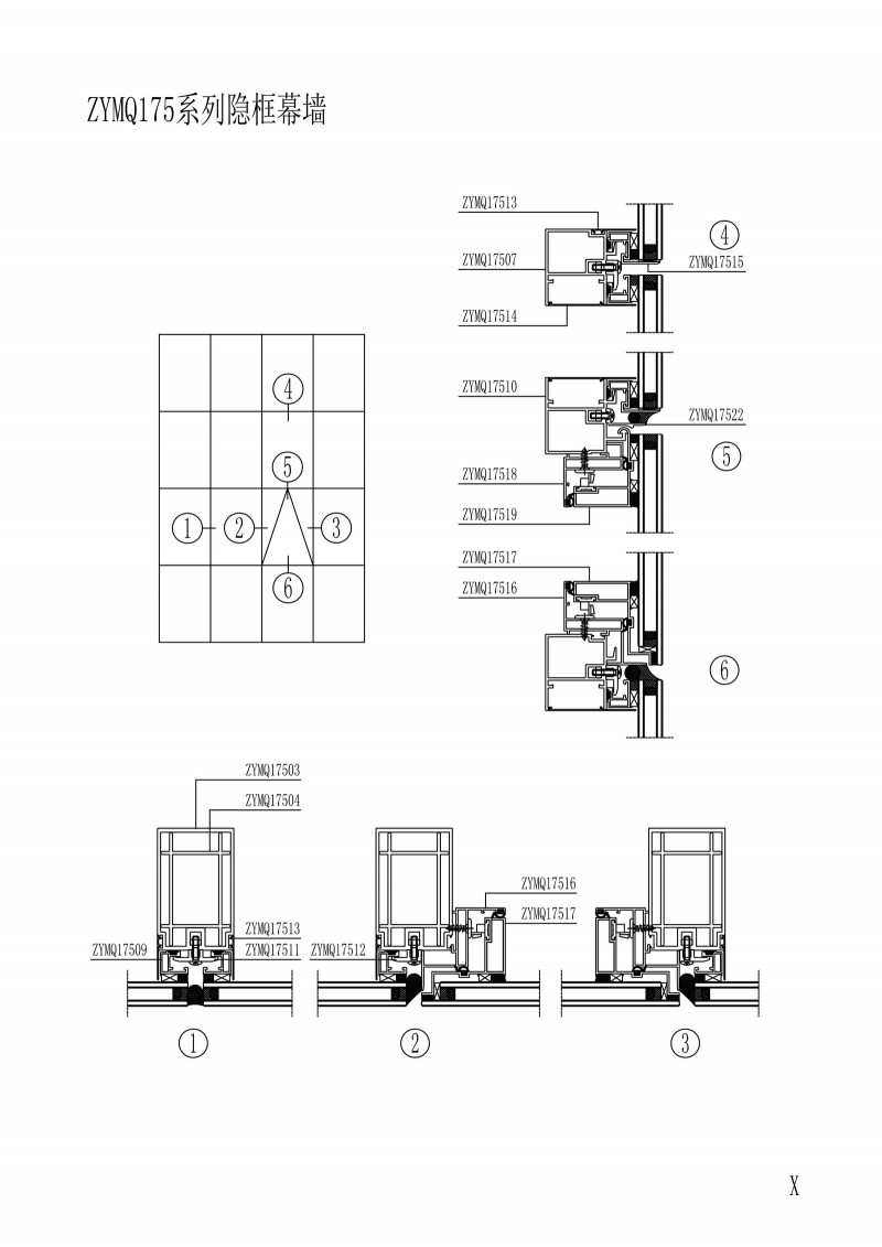 ZYMQ175 series hidden frame curtain wall