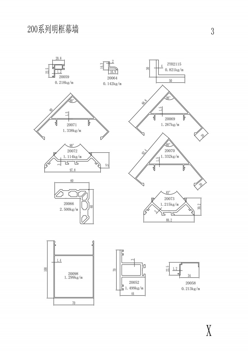 200 series visible frame curtain wall