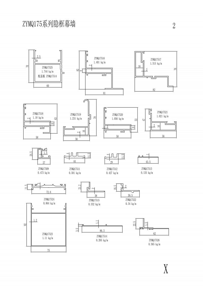 ZYMQ175 series hidden frame curtain wall